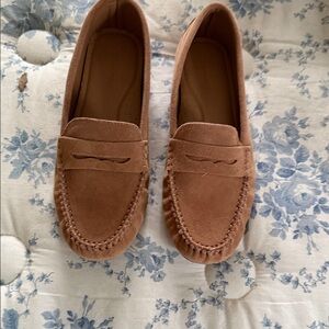 Classic Women's Tan Suede Penny Loafers